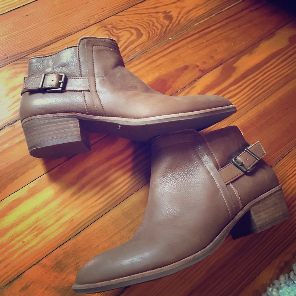 Brown leather booties Size 8.5